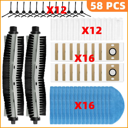 Compatible For iLife A30 Pro Robot Vacuum Cleaner Replacement Parts Kit Main Brush Side Brush HEPA Filter Mop Cloth Dust Bag