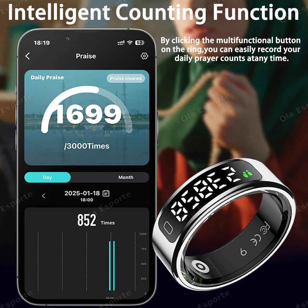New R11 Smart Ring Men Women LED Display Screen Heart Rate Blood Oxygen Monitoring Waterproof Multi Sports Modes Smartrings 2025