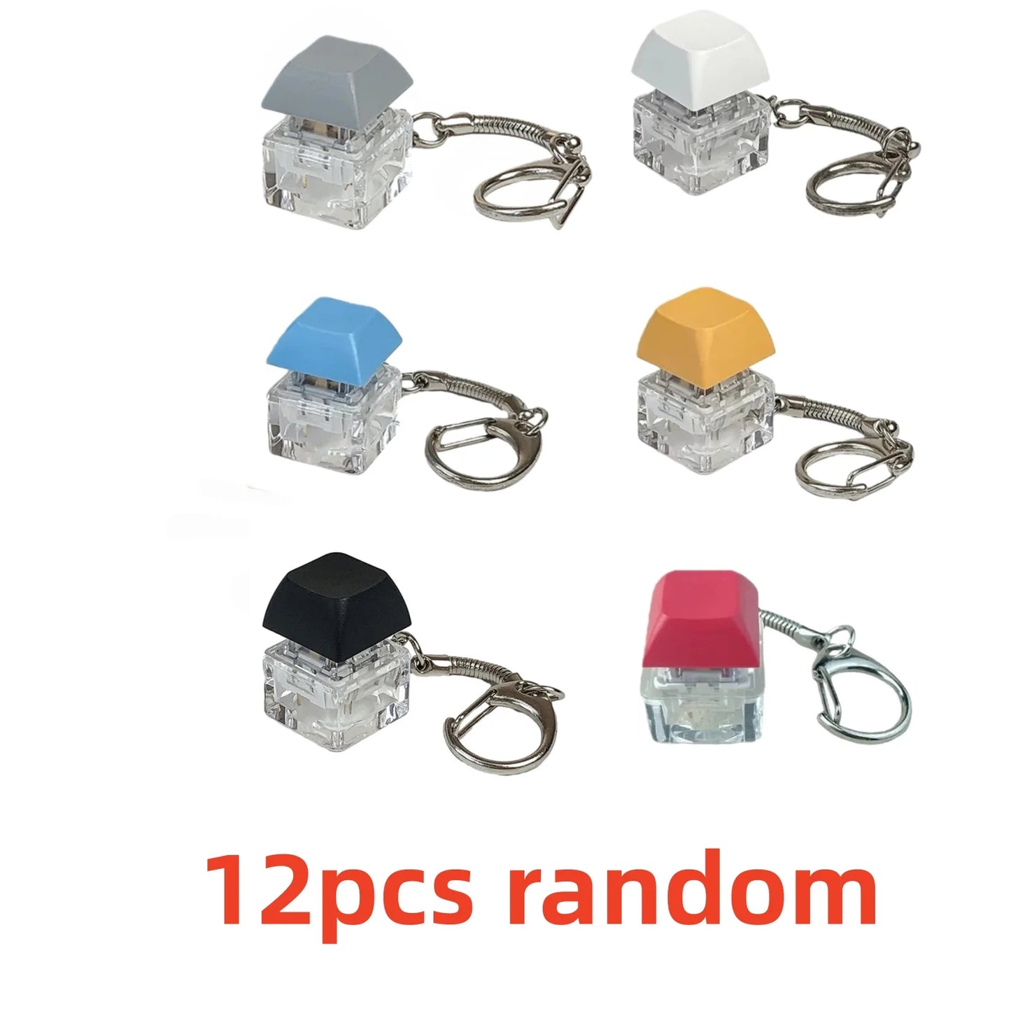 6/12pcs Keyboard Keycap Clicker Fidget Toy Portable Keychain Adult Office Stress Relief Fun Fingertip Decompression Gadget
