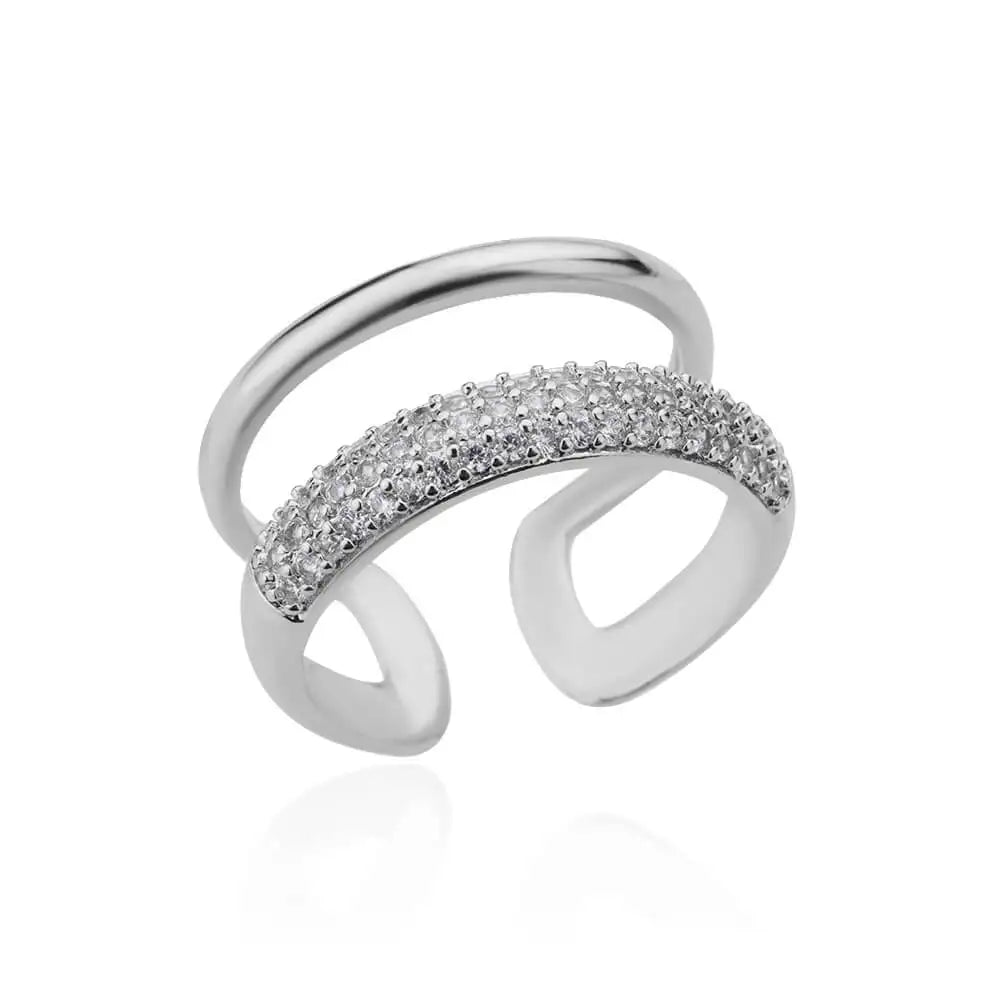 Blue Zircon Crown Rings For Women Stainless Steel Gold Color Adjustable Crown Ring 2026 Trend Design Female Wedding Jewerly Gift