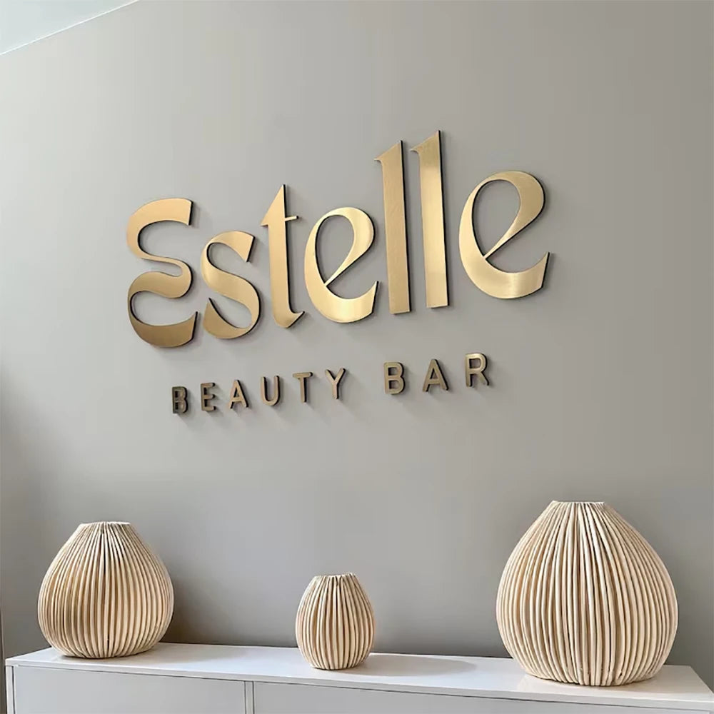 Custom Logo Wall Sign 3D Laser Cut Beauty Salon Sign, Business Signboard Personalized Logo Sign Company Logo For Wall Decoration
