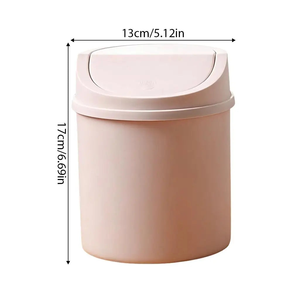 Mini Desktop Trash Can with Press-Top Lid Small Waste Bin for Office Desk & Bedroom Portable Space-Saving Trash Tube