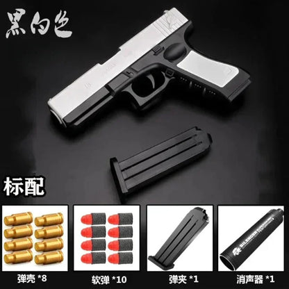 Summer Outdoor Ejecting Shell Pistol Soft Bullet Toy Gun Outdoor Game Boys Gift Weapon Armas Shoot Kids Safety Fun Design Gifts