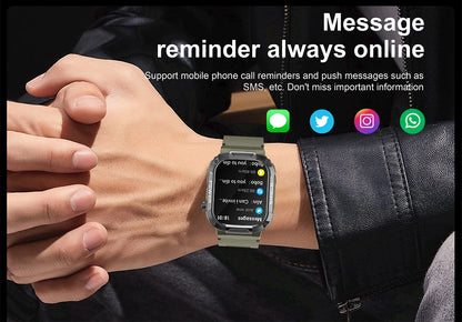 2026 Męski Zewnętrzny Smartwatch Monitor Zdrowia Wojskowy Bezprzewodowe Połączenia Fitness Wodoodporny Sportowy Smartwatch Na Telefony IOS Android