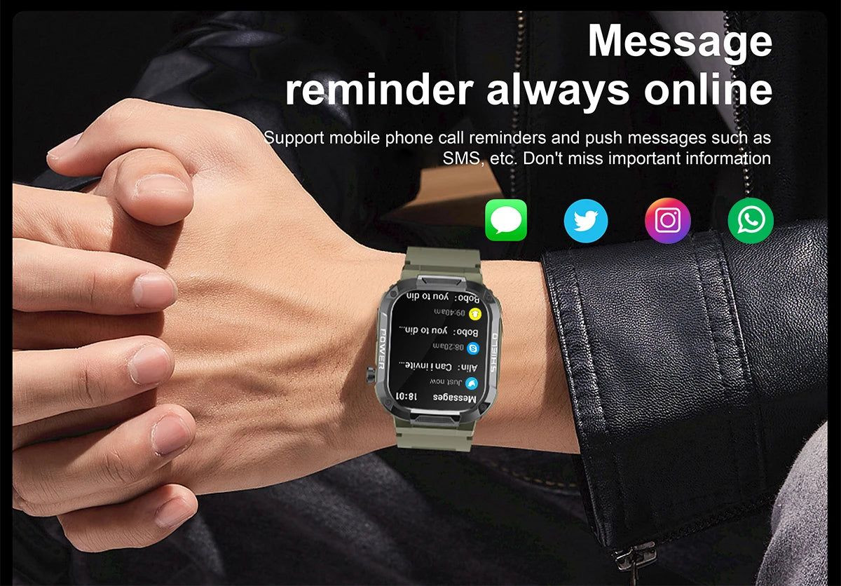 2026 AI Głos Mężczyźni Smartwatch Wojskowy Monitor Zdrowia Bezprzewodowe Połączenia Fitness Wodoodporny Sportowy Smartwatch dla Telefonów z iOS i Androidem