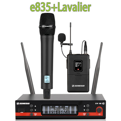 SENNESAI Ew100g3 Professional Dual Wireless Microphone Stage Performance 2 Channels 600-699MHz UHF Karaoke Metal Handheld
