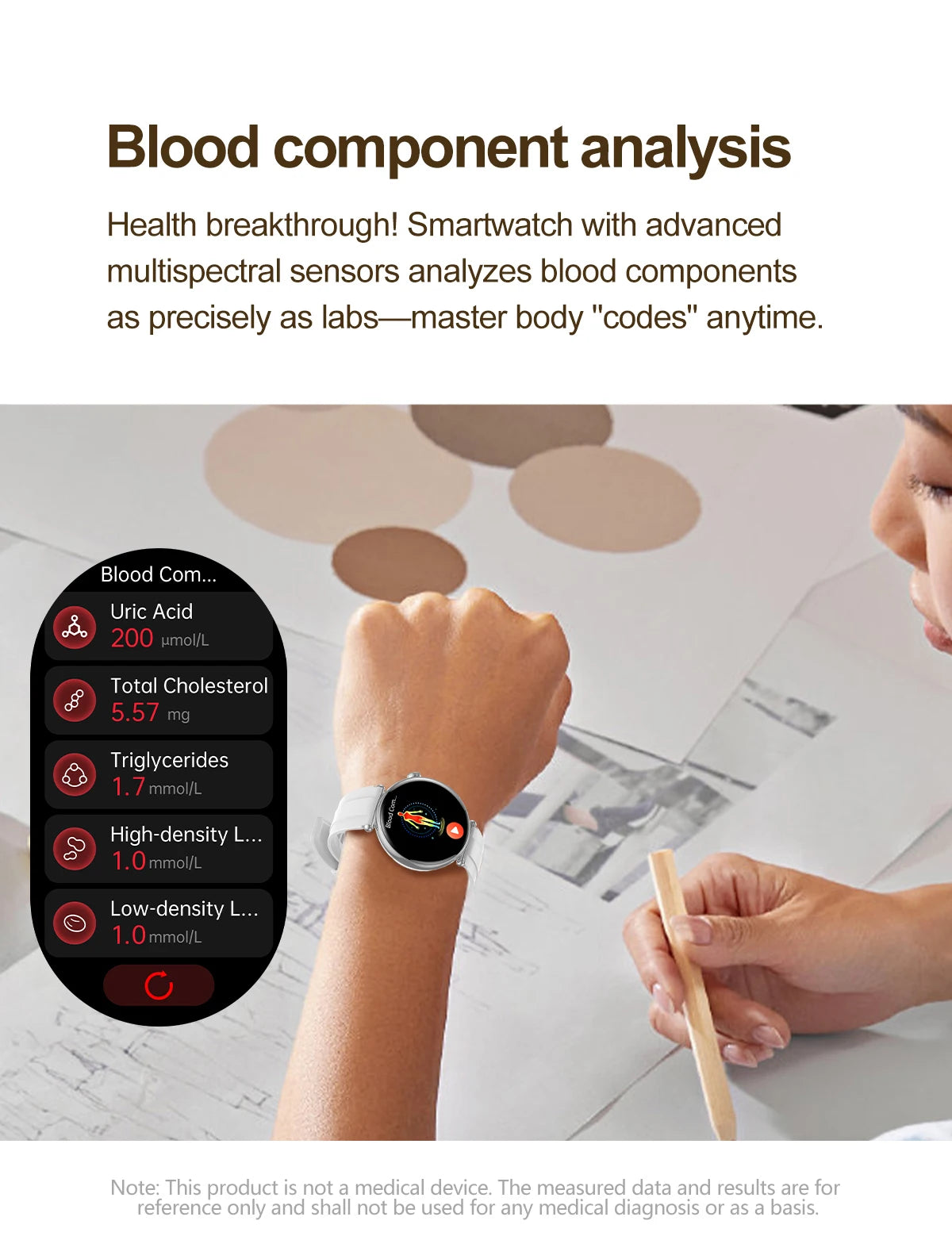 2026 New Women's Health Care Smartwatch ECG Blood Pressure Uric Acid Blood Lipids Sports IP68K Bluetooth call Fashion Smartwatch