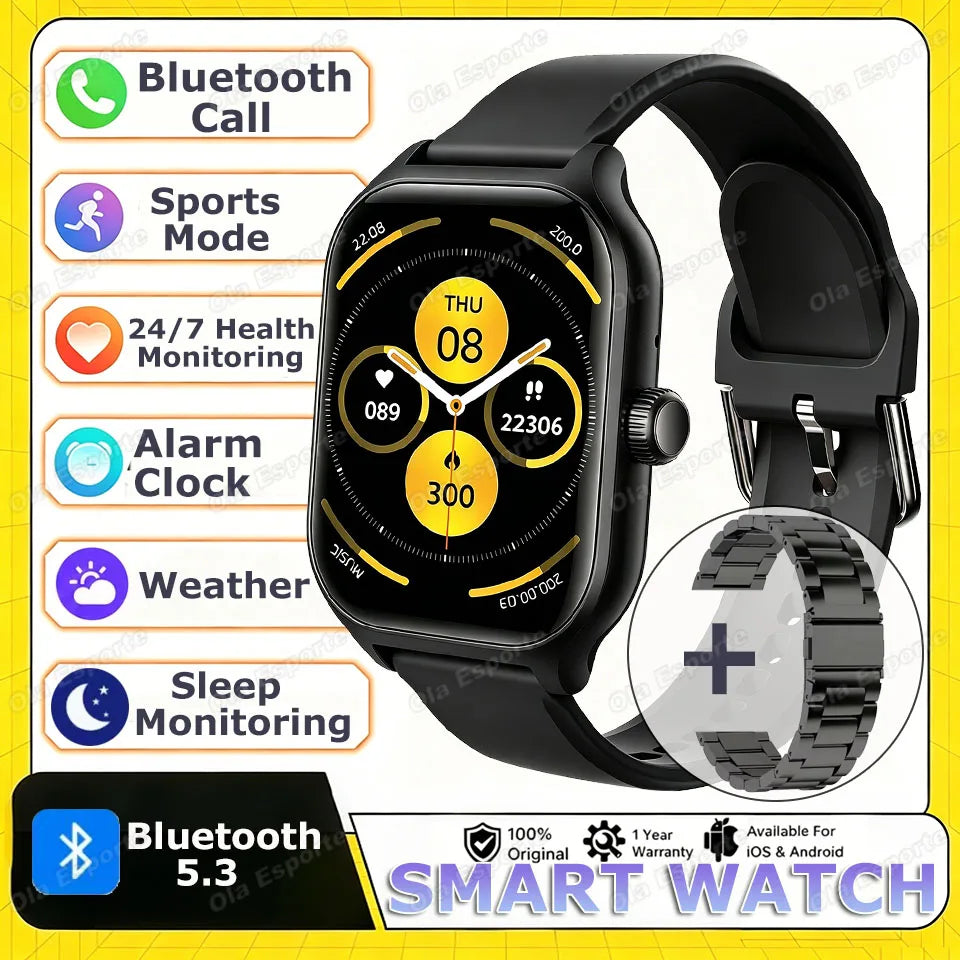 2026 New Men's Smart Watch Women's Gift Heart Rate Blood Oxygen Sports Fitness Watch Electronics Bluetooth Call Smartwatch HW12