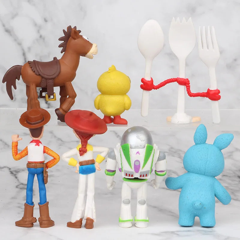 7Pcs/Set Toy Story 4 Action Figures Toy Woody Jessie Buzz Lightyear Forky Pig Bear Figura Model Doll Figurine Boy Birthday Gift