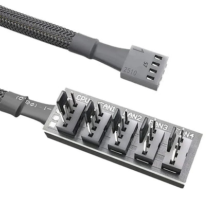 1 to 5 PWM Fan Hub PC CPU Cooling 4PIN Fan Power Cable Hub Adapter Sleeved Case Splitter for Computer Cooler Case Fans