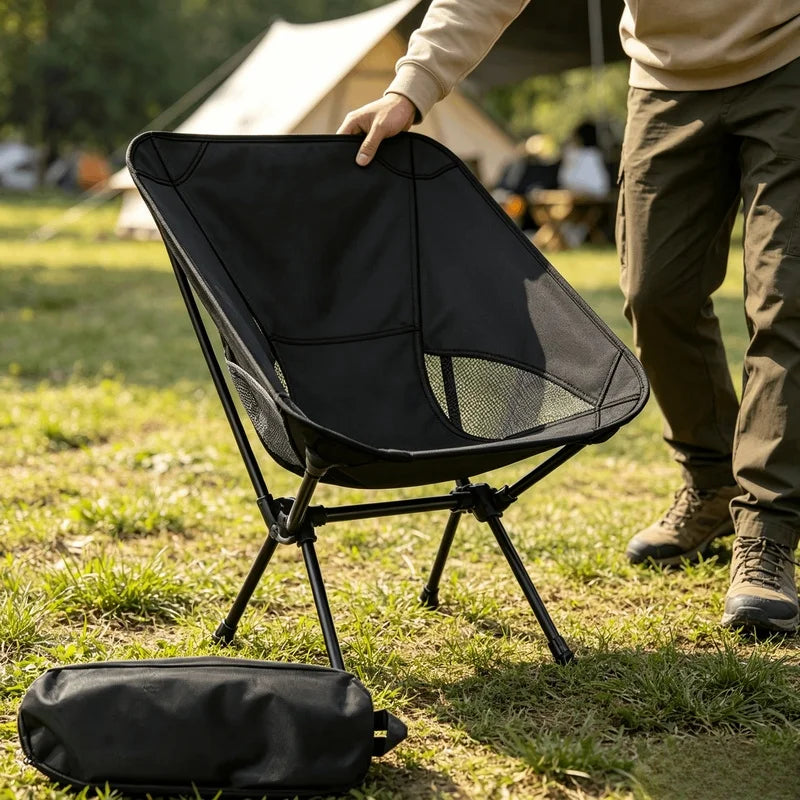 Portable Lightweight Folding Camping Chair With Storage Bag Outdoor Seat For Fishing Beach Picnic Hiking Backpack Travel