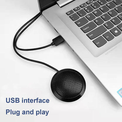 USB/3.5mm Conference Microphone Plug&Play 360° Omnidirectional Condenser Mic Desktop Computer Mic for Computer Desktop Laptop