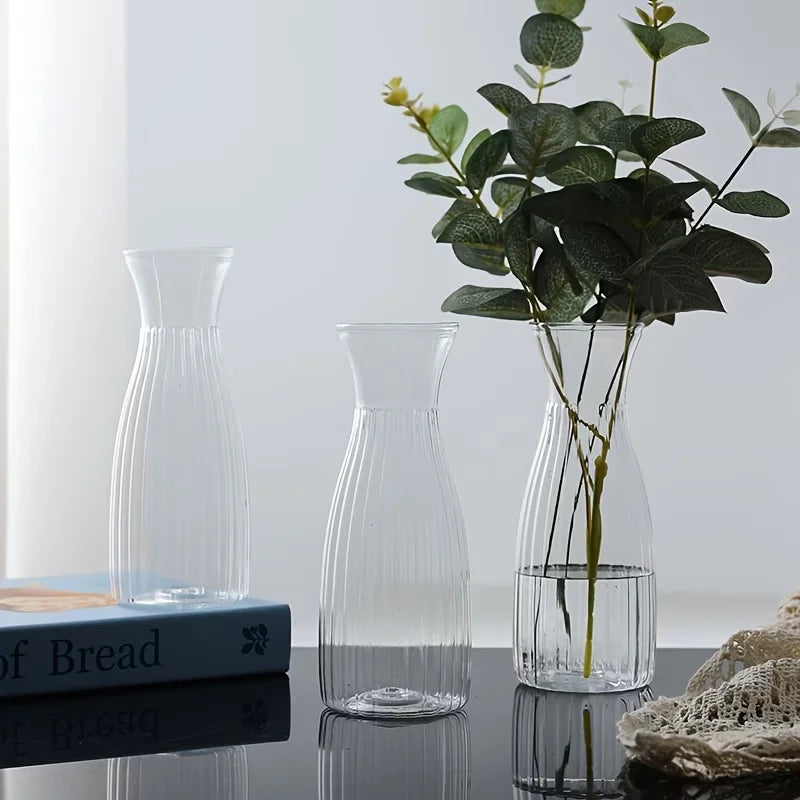 Striped Design Clear Plastic Vases for DIY Floral Arrangements Durable Home Wedding Table Centerpiece Decor