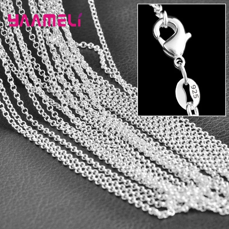 Authentic 5PCS Solid 925 Sterling Silver Jewelry Chains Necklace with Lobster Clasps fit Men Women Pendant 18 Designs 16-30 Inch