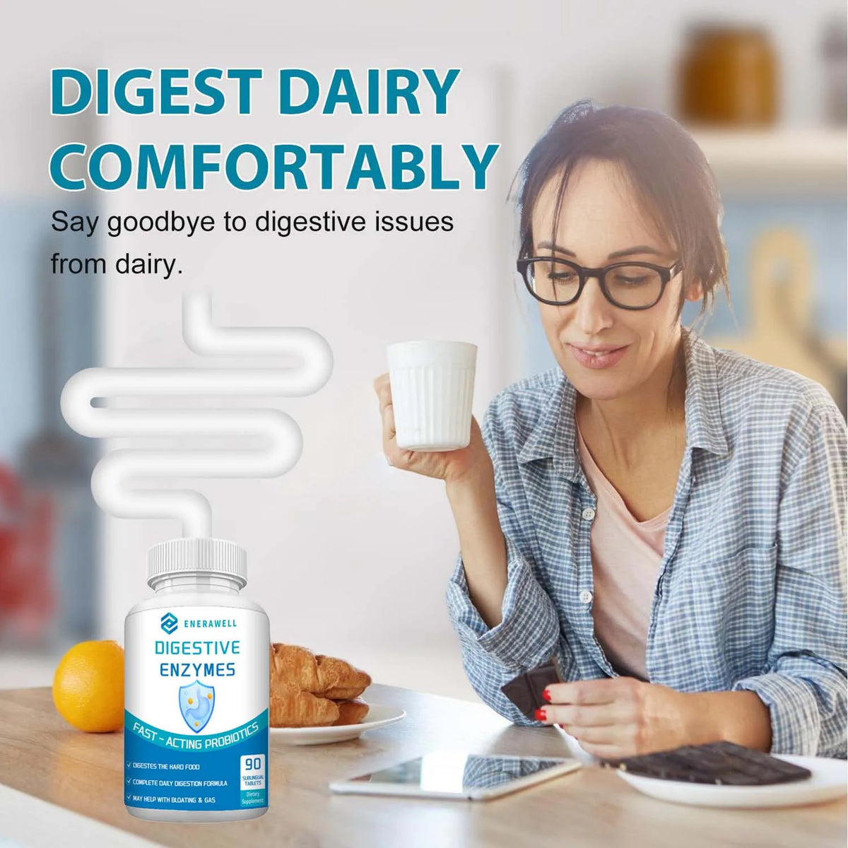 Digestive Enzymes Supplement - Digestion and Intestinal Health for Adults Men and Women, Promotes Nutrient Absorption