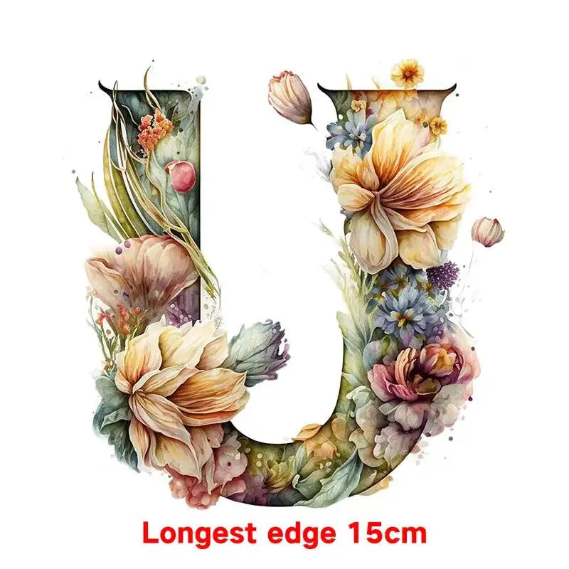 15cm Cartoon Flower Alphabet Heat Transfer Heat Press Printed Accessories PatchDIY children's clothing decoration sticker