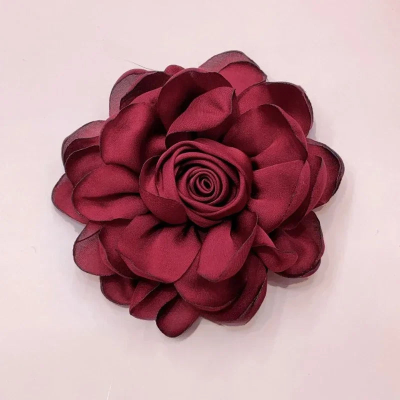10cm Korean Fabric Rose Flower Brooches for Women Elegant Corsage Scarf Buckle Shirt Collar Pins Fashion Jewelry Wedding Brooch
