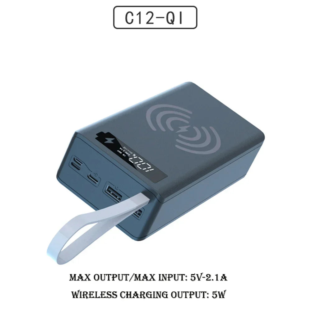 C12 18650 Battery Power Bank Case Charger Box Holder Dual USB LCD Display Support Quick Wireless Charger Battery Shell Storage