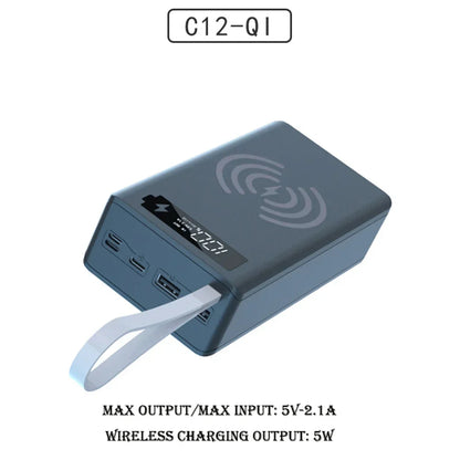 C12 18650 Battery Power Bank Case Charger Box Holder Dual USB LCD Display Support Quick Wireless Charger Battery Shell Storage