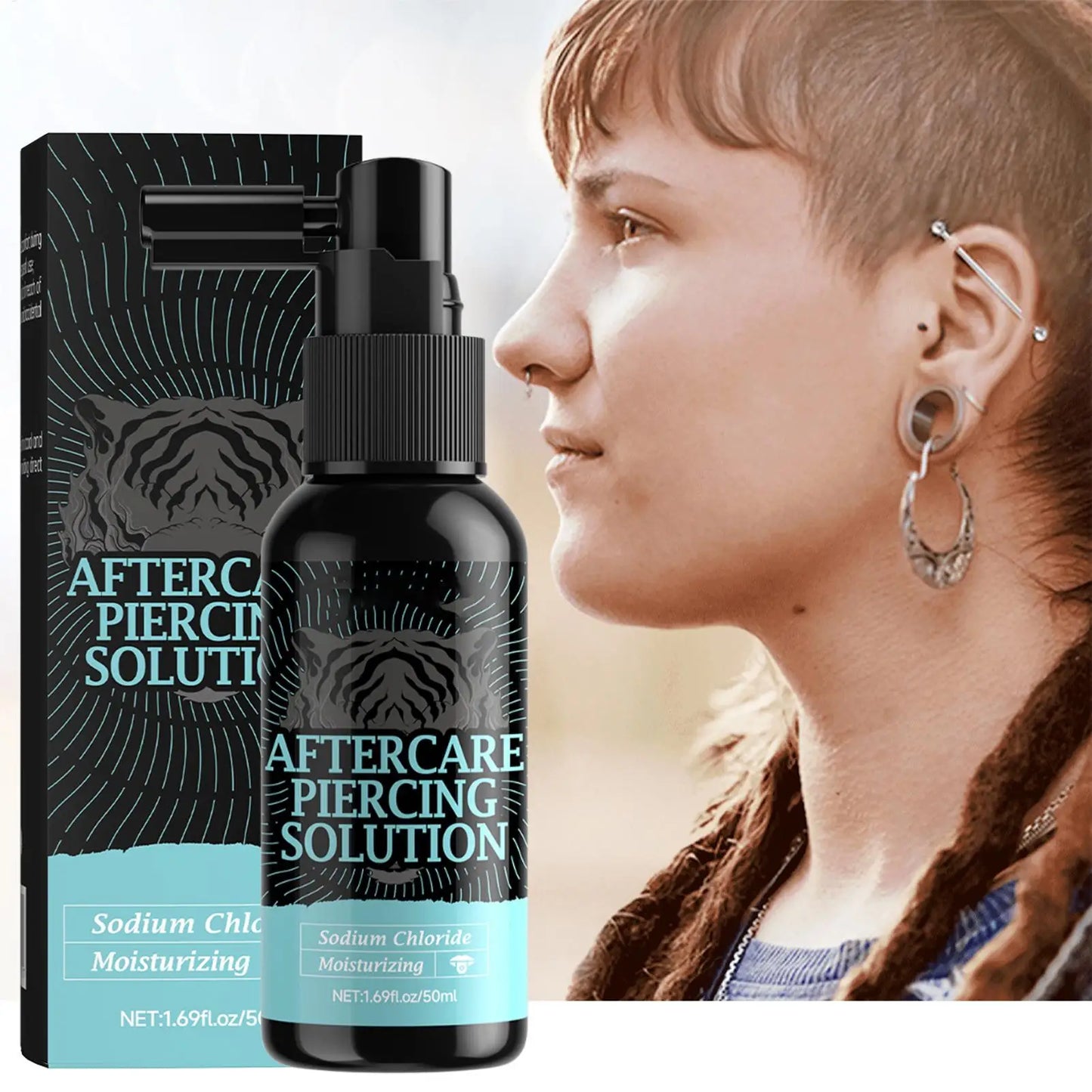 1pc After Care Piercing Solution 50ml Gentle Safe Mist Piercing Spray Aftercare For Adults Men Women Friends Daily Home Indoor