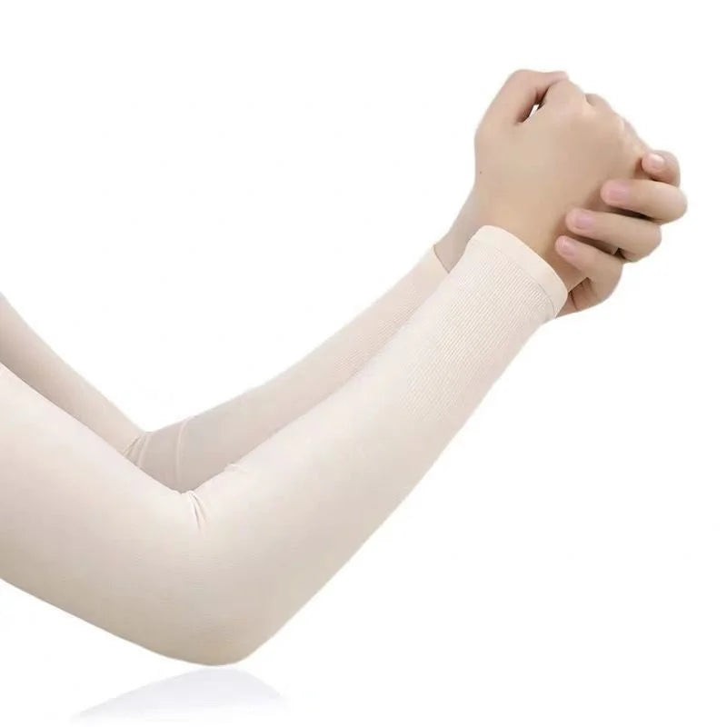 UV  Ice Silk Hand Protector Cover Long Gloves Sunscreen Half Finger Sleeves For Sunbathing Hiking Summer