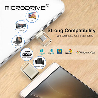 Mini Flash Drive USB 3.0 Fast Type C Pen Drive Memory Stick High Speed Data 32GB 64GB 128GB For Computers Phone PC Fast U Disk