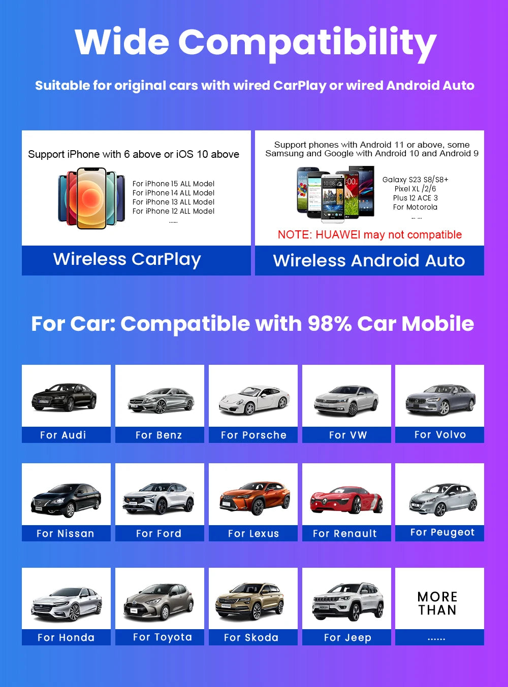 2in1 Wireless CarPlay Adapter Android Auto AI Smart Box Car Intelligent System Suitable For VW Toyota Nissan Honda Kia Opel MG