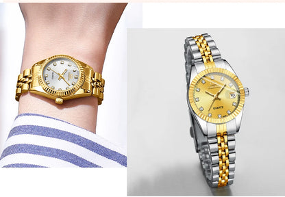 CHENXI Hot Sale Luxury Women's Golden Stainless Steel Small Dial Watch Quartz Charm Dress Trendy Wristwatch for Fashion Lady