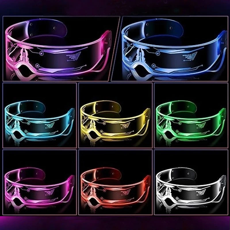 Cyberpunk LED Light Up Glasses Futuristic Luminous Unisex Eyewear Cool Glowing Glasses For Cosplay Bar Rave Club Halloween Party