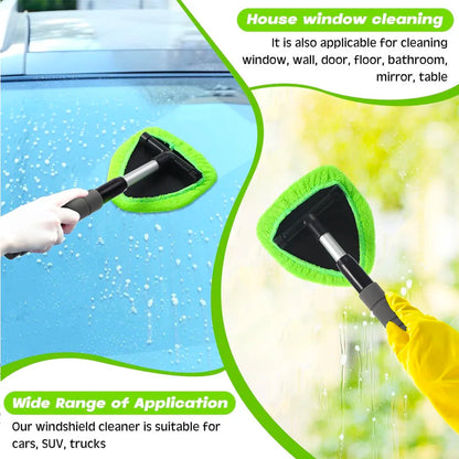 Telescopic Car Window Windshield Cleaning Brush Set Microfiber Window Glass Cleaner Car Window Cleaner Scraping Mist Eliminator