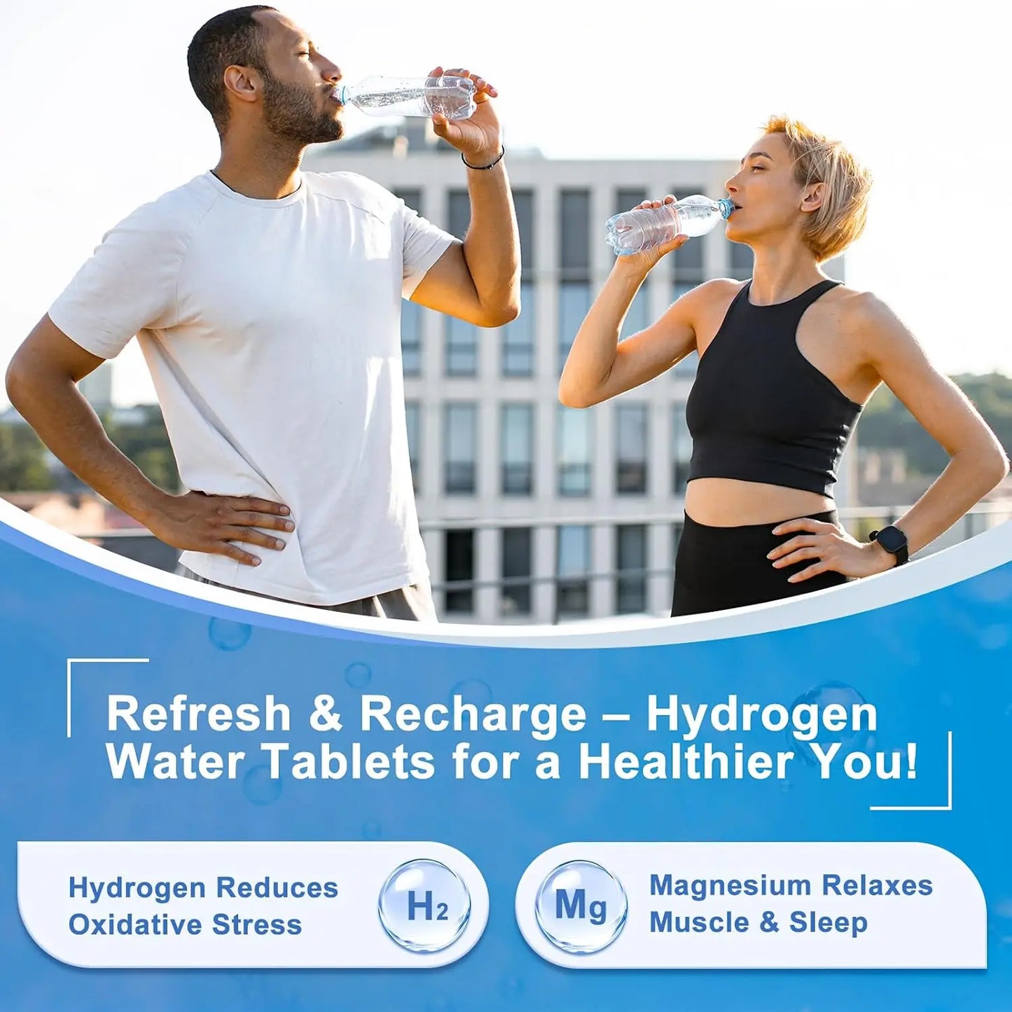 H2 Molecular Hydrogen - Supports Healthy Aging, Cellular Energy & Brain Health - with Elemental Magnesium - GMO-Free, 60 Tablets