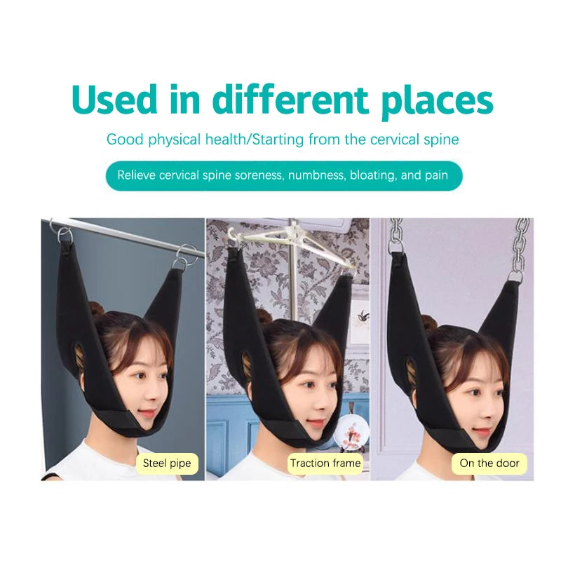 1pcs NEW Hanging Cervical Traction Device Soft Neck Stretching Belt Pain Relief Metal Bracket Chiropractic Neck Traction Cushion