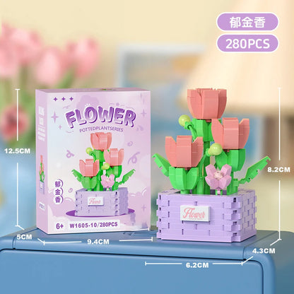 Bouquet Flower Mini Diy Building Block Toys for Children Bricks Blocks for Adults Constructor Micro Bricks Construction Set Gift