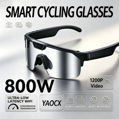 2026 Cycling Glasses with 800W HD Camera UV Protection Voice Assistant AI Translation Bluetooth Wireless Calling Cycling Glasses