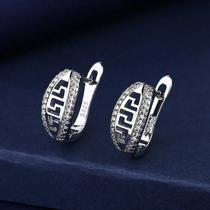 925 Sterling Silver Earrings Jewelry High Quality Retro Simple Pattern Purple White Zircon Earrings Hot Sale