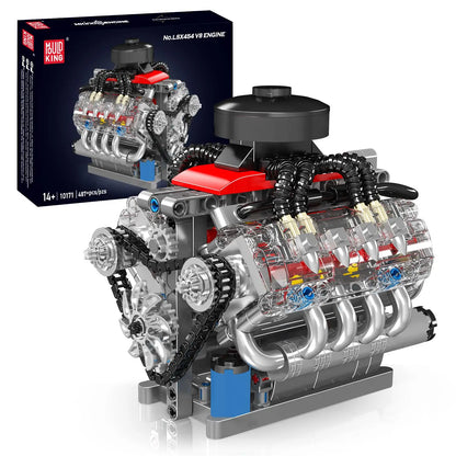 Mould King 10171 Working V8 Engine Model Kit, 487 PCS STEM Building Set with Motor for Adults, Teens & Kids