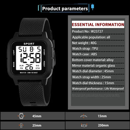 YIKAZE Sports Watch for Men Luminous Waterproof Men's Sport Watches Outdoor Military Clock Student LED Electronic Wristwatch