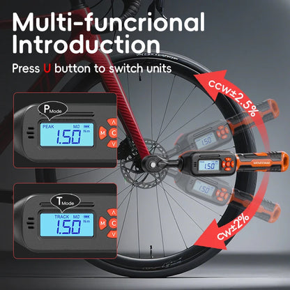 MOVECRAB Series Digital Torque Wrench 1.5-340N.m 2% Accuracy Preset Values with Buzzer, LED Flash & HandleVibration Notification