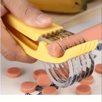 1pc Stainless Steel Manual Slicer - Food-Safe, Easy-to-Use, Round Blade for Bananas, Cucumbers & More - Durable Kitchenware