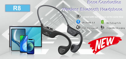 PARAMITA Real Bone Conduction Headphones Bluetooth Wireless Earphones Waterproof Sports Headset with Mic for Workouts Running
