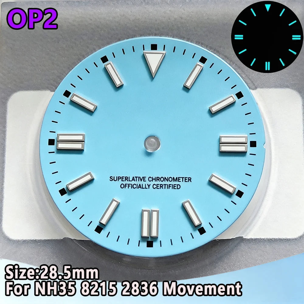 28.5mm NH35 Watch Dial Luminous Dials Single Calendar Dial Suitable For NH35 Movement Can Support DIY Dial Customization Logo