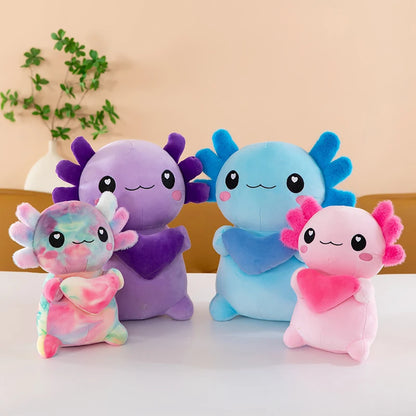 Cross-Border New Model of Axolotl Plush Toy in Four Colors, Cross-Border Hexagonal Dinosaur Toy, Soft Axolotl for Couples