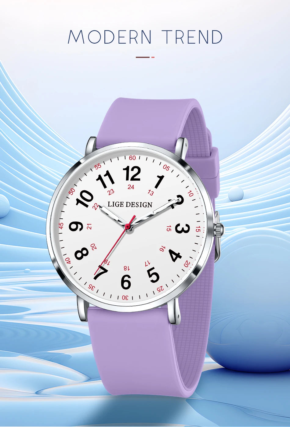 LIGE New Fashion Women's wristwatch Ultra-Thin Quartz Watches for Woman Waterproof Luminous Silicone Ladies Watches Pink Clock