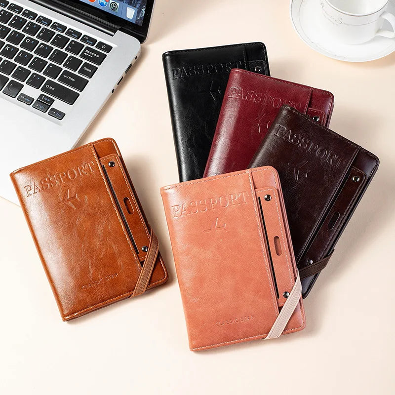 Passport Holder and Wallet in One, Anti-Theft, Anti-Degaussing, Multi-Functional Document and Card Storage Bag, Travel Ticket Holder, Portable Business and Travel Document Organizer, Essential Document Protection Cover for Go