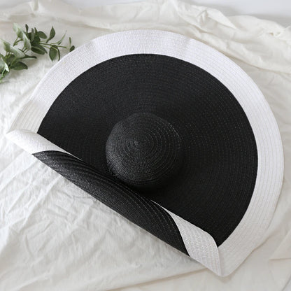 70cm Oversized  Wide Brim Sun Hat Travel  Large UV Protection Beach Straw Hats Women's Summer Floppy Foldable Chapeaux Wholesale