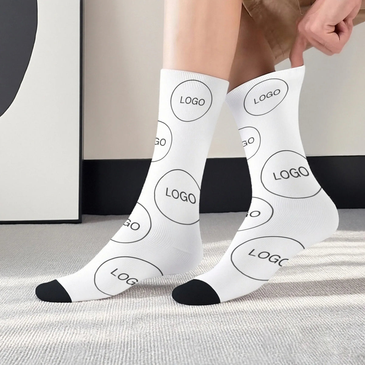 Soft Socks Customized with Personalized Logo Pattern Print Mid-Calf Socks Warm Comfortable Ideal Gifts for Company School Memory