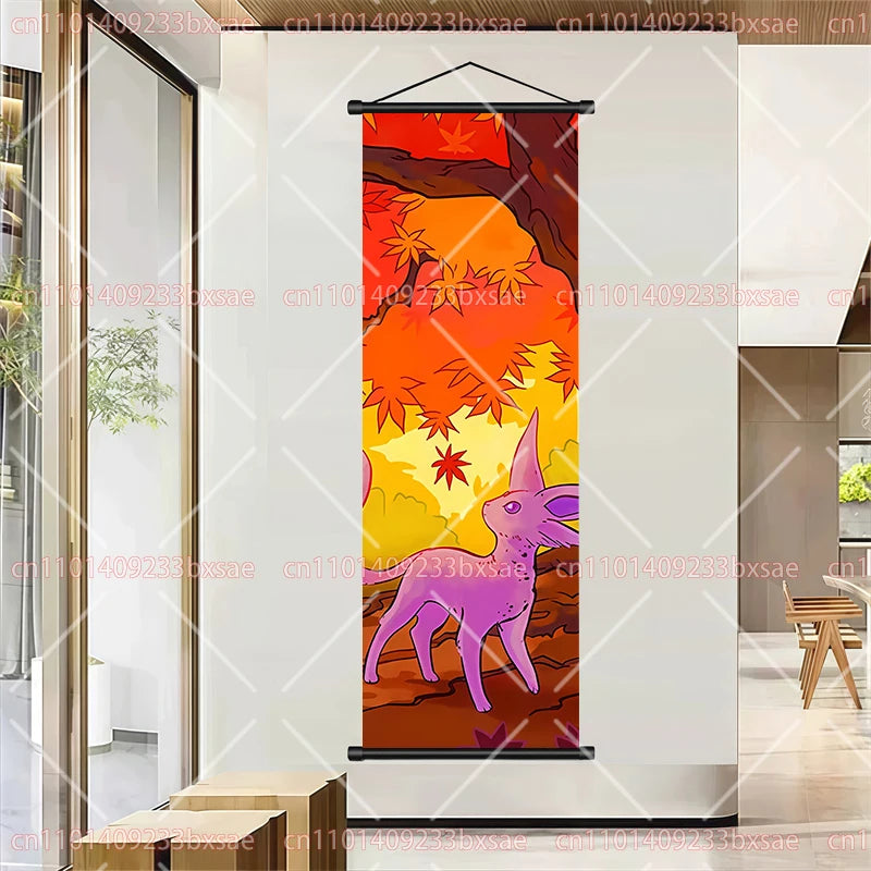 Pokémon Retro HD Scroll Painting Poster Squirtle Eevee Charmander Bulbasaur Gyarados Charizard Fan Collection Children's Gift