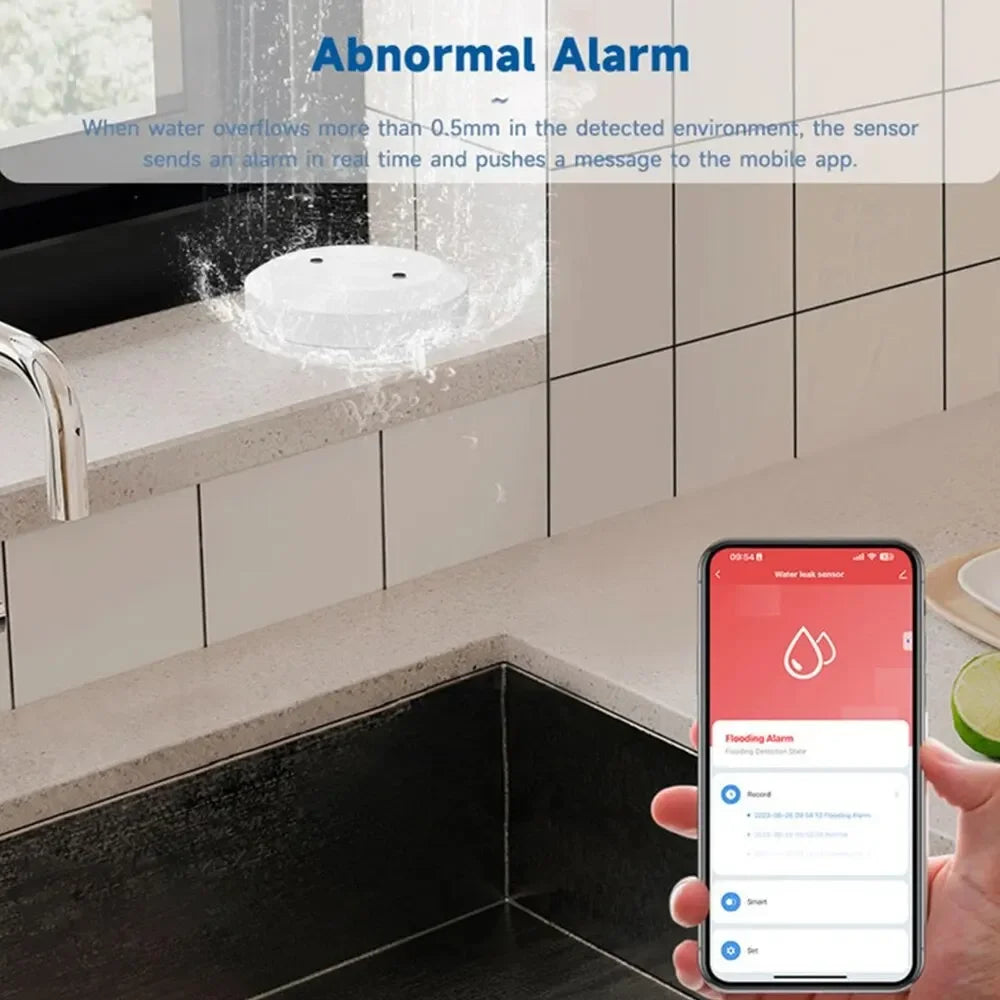 Support Tuya ZigBee Smart Water Leak Sensor Leakage Detector Flood Alarm Smart Auto Module App Monitor SmartLife Alexa Google