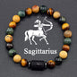 12 Zodiac Constellation Signs Bracelets for Men Women Real Natural Tiger Eye Stone Bead Bracelet Leo Taurus Charm Couple Jewelry