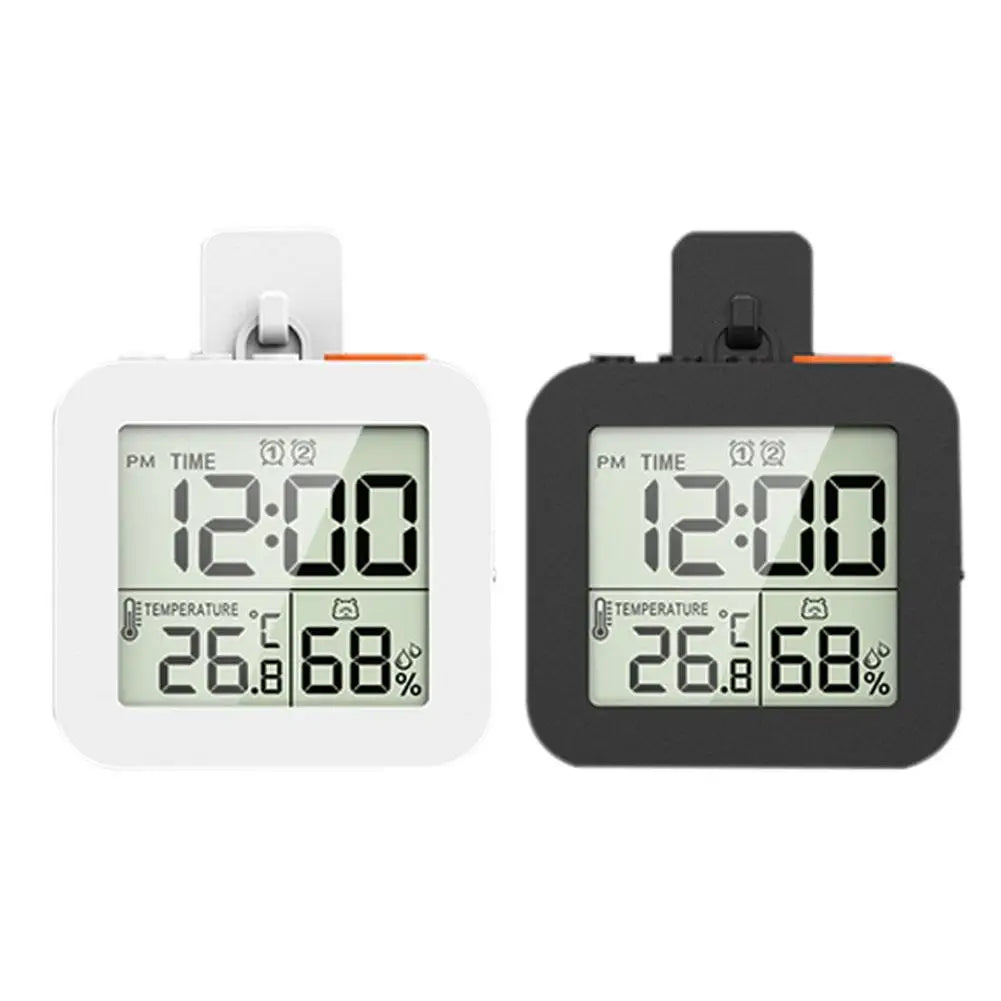 LCD Digital Alarm Clock Waterproof Bathroom Shower Timer For Cooking Shower Timer Temperature Humidity Display Hanger